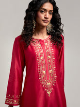 Embroidered kurta with placket and pant