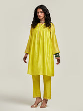 Short embroidered yoke kurta with gathers and pant