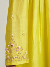 Short embroidered yoke kurta with gathers and pant