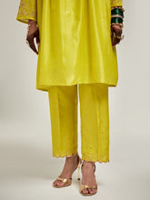 Short embroidered yoke kurta with gathers and pant