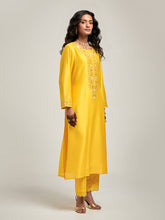 Embroidered kurta with placket and pant