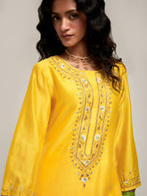 Embroidered kurta with placket and pant