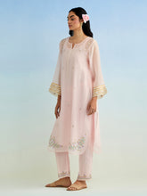 Pink golden striped sleeves kurta with pant and dupatta
