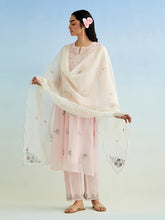 Pink gather kurta with pant and dupatta