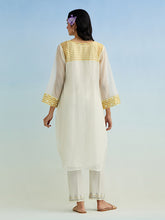 Ivory golden striped sleeves kurta with pant