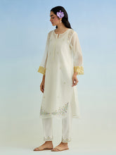 Ivory golden striped sleeves kurta with pant and dupatta