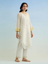 Ivory golden striped sleeves kurta with pant