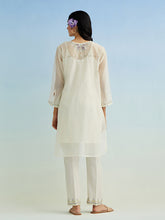 Ivory high low round hem kura with pant