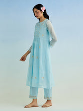 Blue gather kurta with pant