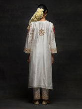 Off white embroidered yoke kurta