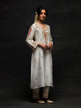 Off white embroidered yoke kurta set