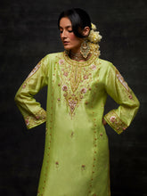 Green embroidered short kurta set