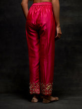 Fuchsia embroidered yoke kurta set