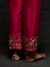 Fuchsia embroidered placket kurta set