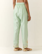 Green hand embroidered palazzo