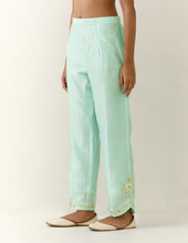 Mint hand embroidered palazzo