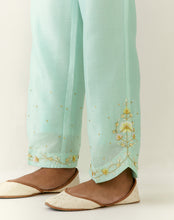 Mint hand embroidered palazzo