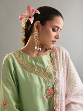 Green floral round neck kurta with pant