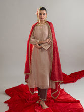 Brown zari motifs kurta set with dupatta