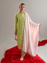 Green gota placket kurta set with dupatta