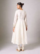 Off White round neck anarkali with churidar
