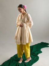 Cream short anarkali with contrast salwar