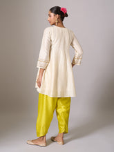 Cream short anarkali with contrast salwar