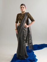 Black embroidered saree and blouse set