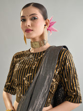 Black embroidered saree and blouse set