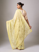 Yellow embroidered saree and blouse set