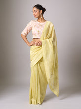 Yellow embroidered saree and blouse set