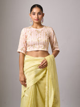 Yellow embroidered saree and blouse set