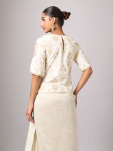 Off white embroidered saree and blouse set