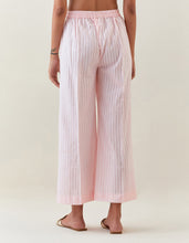Pink striped cotton broad hem pull up pant