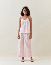 Pink striped cotton sphagetti and pant set