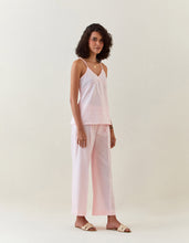 Pink striped cotton sphagetti and pant set