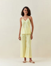 Yellow striped cotton sphagetti and pant set