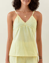 Yellow striped cotton sphagetti and pant set