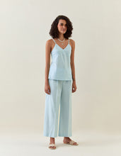 Blue striped cotton sphagetti and pant set