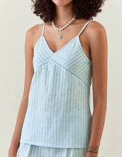 Blue striped cotton sphagetti and pant set