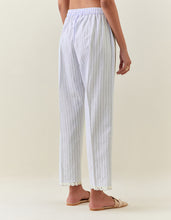 Lavender striped cotton pull up pant with scalloped net hem