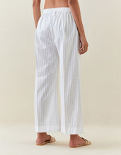white striped cotton broad hem pull up pant
