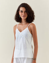 White striped cotton sphagetti and pant set