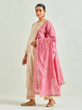 Old Rose hand embroidered silk chanderi kurta with gota
