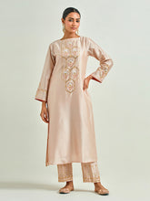Old Rose hand embroidered silk chanderi kurta with gota