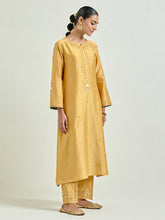 Mustard hand embroidered kurta set