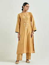 Mustard hand embroidered kurta set