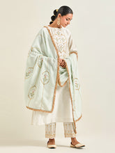Pastel green Silk Chanderi embroidered dupatta with gota