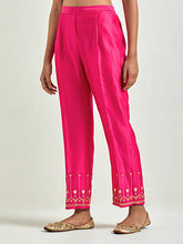 Fuchsia hand embroidered kurta set