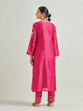 Fuchsia hand embroidered kurta set